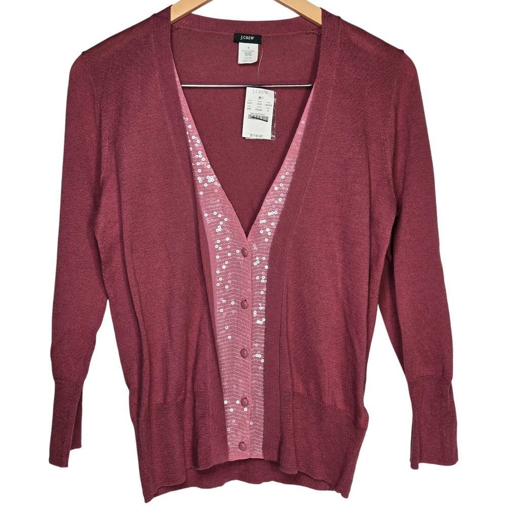 J. Crew Women's Merino Wool Silk Cotton Sequin Cardigan Sweater S